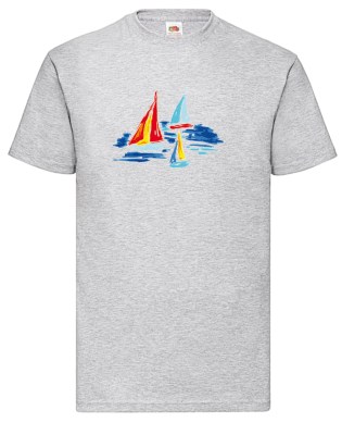 FRUIT OF THE LOOM T-shirt με στάμπα K1305  ΓΚΡΙ ΜΕΛΑΝΖΕ